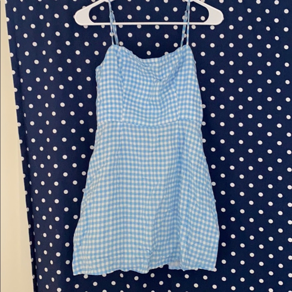 Reformation Blue Checkered Dress